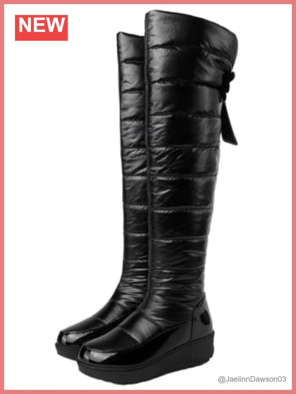 Over the Knee Snow Boots Waterproof Faux Leather Faux Fur Lined Winter Platform